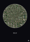 Affiche Milan – Poster vue satellite 10km Couleur | Gravura – Fond foncé