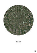 Affiche Milan – Poster vue satellite 10km Couleur | Gravura – Fond clair