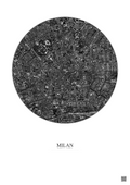Affiche Milan – Poster vue satellite 2.5km N&B | Gravura – Fond clair