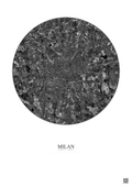 Affiche Milan – Poster vue satellite 10km N&B | Gravura – Fond clair