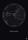 Affiche Pointe A Pitre – Poster carte de ville 10km | Gravura – Fond foncé