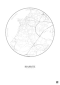 Affiche Biarritz – Poster carte de ville 2.5km | Gravura – Fond clair