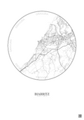 Affiche Biarritz – Poster carte de ville 10km | Gravura – Fond clair