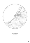 Affiche Biarritz – Poster carte de ville 20km | Gravura – Fond clair