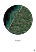 Affiche Biarritz – Poster vue satellite 5km Couleur | Gravura – Fond clair