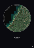 Affiche Biarritz – Poster vue satellite 10km Couleur | Gravura – Fond foncé