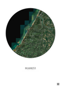Affiche Biarritz – Poster vue satellite 10km Couleur | Gravura – Fond clair