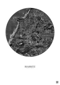 Affiche Biarritz – Poster vue satellite 2.5km N&B | Gravura – Fond clair