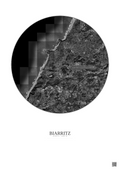 Affiche Biarritz – Poster vue satellite 5km N&B | Gravura – Fond clair