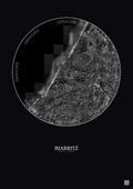 Affiche Biarritz – Poster vue satellite 10km N&B | Gravura – Fond foncé