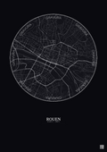 Affiche Rouen – Poster carte de ville 2.5km | Gravura – Fond foncé