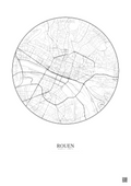 Affiche Rouen – Poster carte de ville 2.5km | Gravura – Fond clair