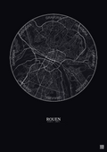 Affiche Rouen – Poster carte de ville 5km | Gravura – Fond foncé