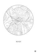 Affiche Rouen – Poster carte de ville 5km | Gravura – Fond clair
