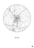 Affiche Rouen – Poster carte de ville 20km | Gravura – Fond clair