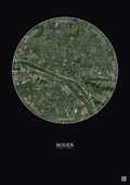 Affiche Rouen – Poster vue satellite 2.5km Couleur | Gravura – Fond foncé