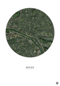 Affiche Rouen – Poster vue satellite 2.5km Couleur | Gravura – Fond clair