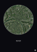 Affiche Rouen – Poster vue satellite 5km Couleur | Gravura – Fond foncé