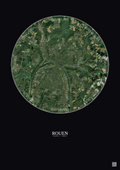 Affiche Rouen – Poster vue satellite 10km Couleur | Gravura – Fond foncé