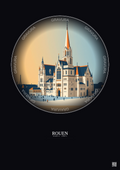 Affiche Rouen – Poster illustration vintage – Cathedrale Notre Dame De Rouen | Gravura – Fond foncé