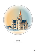 Affiche Rouen – Poster illustration vintage – Cathedrale Notre Dame De Rouen | Gravura – Fond clair