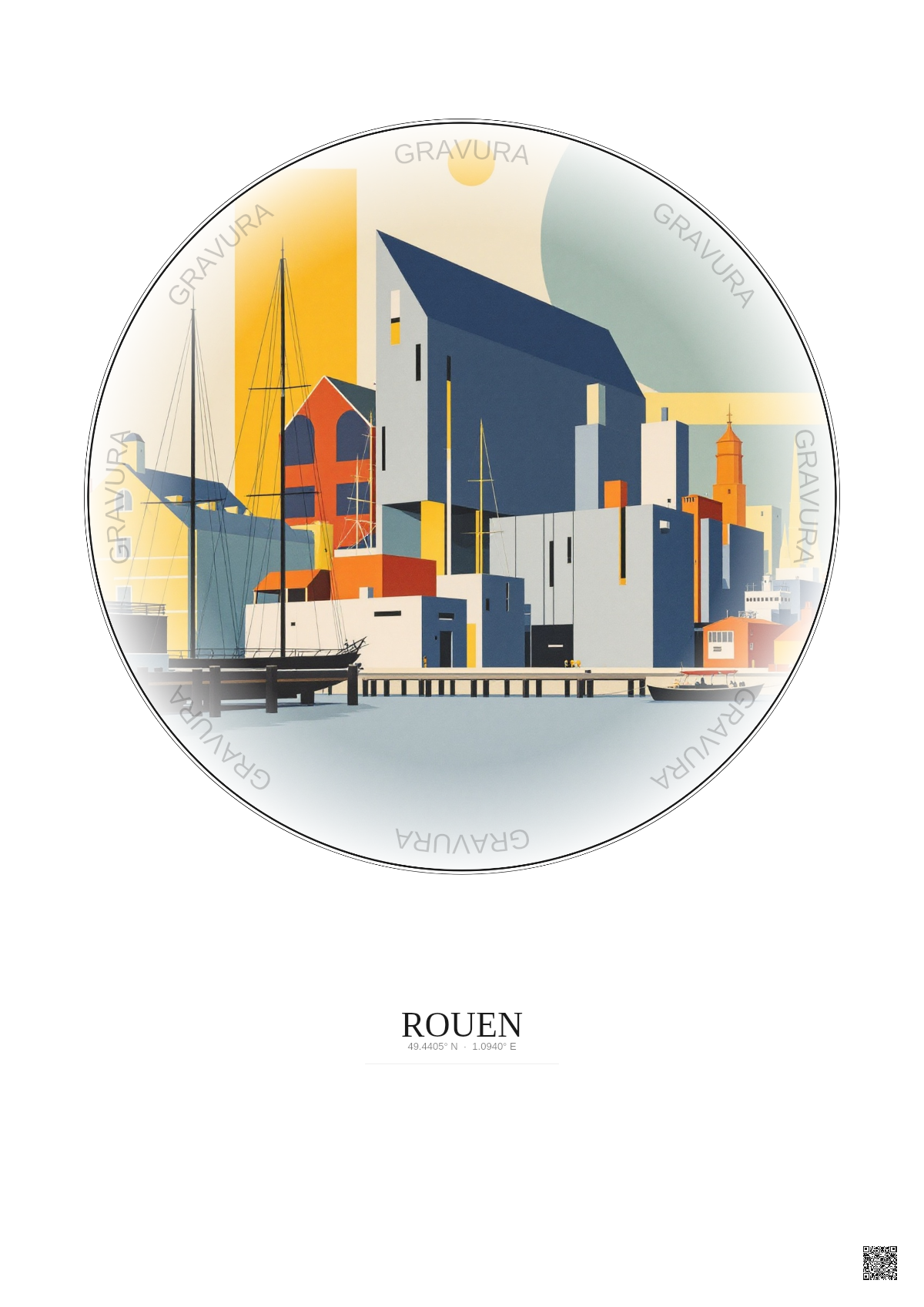 Affiche Rouen – Poster illustration vintage – Musee Maritime Fluvial Et Portuaire De Rouen | Gravura – Fond clair