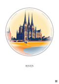 Affiche Rouen – Poster illustration vintage – Rouen | Gravura – Fond clair