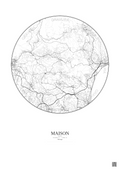 Affiche personnalisée Maison — Carte 10 km · Fond clair | Gravura