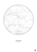 Affiche personnalisée Maison — Carte 5 km · Fond clair | Gravura