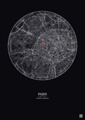Affiche personnalisée Paris, France — Carte 10 km · Fond foncé | Gravura