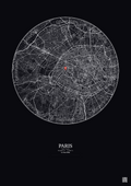 Affiche personnalisée Paris, France — Carte 10 km · Fond foncé | Gravura