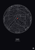 Affiche personnalisée Paris, France — Carte 2.5 km · Fond foncé | Gravura