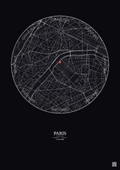 Affiche personnalisée Paris, France — Carte 2.5 km · Fond foncé | Gravura