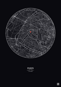 Affiche personnalisée Paris, France — Carte 5 km · Fond foncé | Gravura