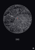 Affiche personnalisée Paris, France — Carte 10 km · Fond foncé | Gravura