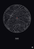 Affiche personnalisée Paris, France — Carte 2.5 km · Fond foncé | Gravura