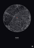 Affiche personnalisée Paris, France — Carte 5 km · Fond foncé | Gravura