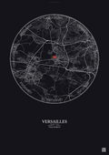 Affiche personnalisée Versailles, France — Carte 10 km · Fond foncé | Gravura