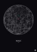Affiche personnalisée Monza — Carte 10 km · Fond foncé | Gravura
