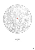 Affiche personnalisée Monza — Carte 10 km · Fond clair | Gravura