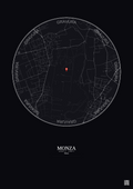 Affiche personnalisée Monza — Carte 2.5 km · Fond foncé | Gravura