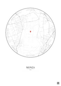 Affiche personnalisée Monza — Carte 2.5 km · Fond clair | Gravura