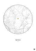 Affiche personnalisée Monza — Carte 5 km · Fond clair | Gravura