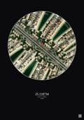 Affiche personnalisée Canal Cove Village — Satellite 0.3 km · Couleur · Fond foncé | Gravura