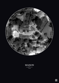 Affiche personnalisée Maison — Satellite 0.05 km · N&B · Fond foncé | Gravura