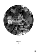 Affiche personnalisée Maison — Satellite 0.05 km · N&B · Fond clair | Gravura