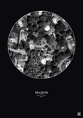 Affiche personnalisée Maison — Satellite 0.1 km · N&B · Fond foncé | Gravura