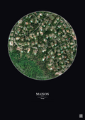 Affiche personnalisée Maison — Satellite 0.3 km · Couleur · Fond foncé | Gravura