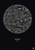 Affiche personnalisée Maison — Satellite 5 km · N&B · Fond foncé | Gravura
