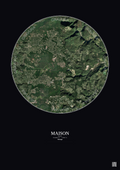 Affiche personnalisée Maison — Satellite 5 km · Couleur · Fond foncé | Gravura